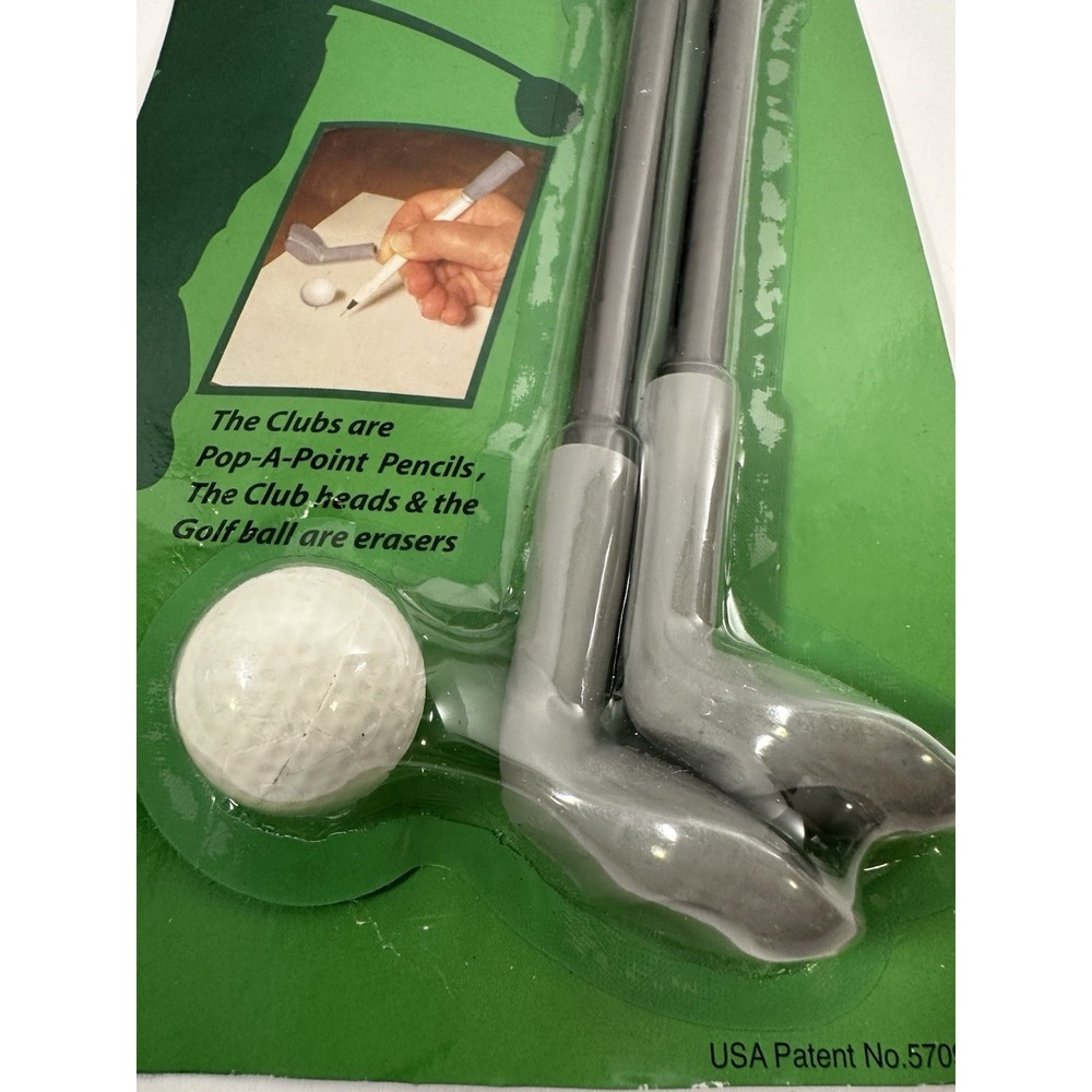 Golf Club Pop-A-Point Pencil Set w/ Ball Eraser Office Gift Executive Series - Picture 2 of 6
